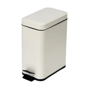 5L Trash Can Rectangle Toilet Metal Dustbin Bathroom White Waste Bin for Household