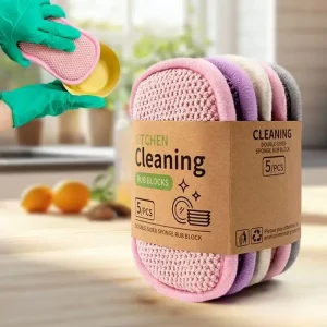 5PCS Household Cleaning Sponges Thickened High density Double sided Kitchen Dishwashing Sponges Scouring Pads