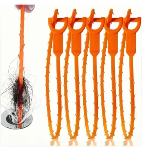 5Pcs Drain Snake Hair Clog Remover Tool Plastic Drain Cleaner Stick For Shower Sink Brush Bathtub Plumbing Auger Home Cleaning