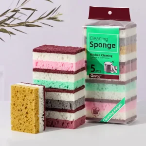 5Pcs Pack Heavy Duty Polyurethane Kitchen Sponge 3 Layer Thickened Dish Scrubber Scouring Pad 250% 500% Water