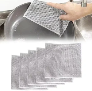 5pcs Multipurpose Wire Dishwashing Rags Double Layer Wire Cleaning Cloths for Wet and Dry Metal Scrubbing Pads