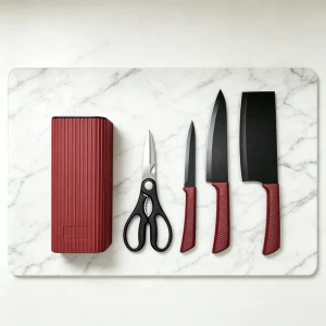5pcs Stainless Steel Kitchen Knife Set with Fruit Knife, Kitchen Scissors, Chef Knives and Holder