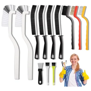 6-16 Pcs Cleaning Brush Kit Mixed Bristles Nylon and Wire for Grout Window Track Gap