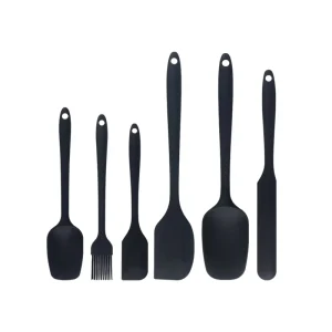 6 Piece Eco Friendly High Temperature Resistant Integrated Long Handle Mini Silicone Spatula Kitchen Utensils Dishwasher Safe