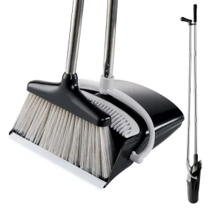 6 Types Broom and Dustpan Set Lightweight Upright Stand Combo Long Handle for Indoor Outdoor Home Kitchen Office Cleaning