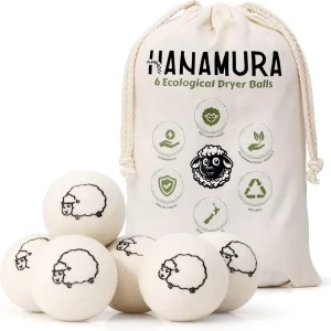 6 XXL Wool Dryer Balls TUV Tested 100% New Zealand Wool Balls for Dryer Energy Saving Baby Safe Reusable Dryer Balls for Laundry