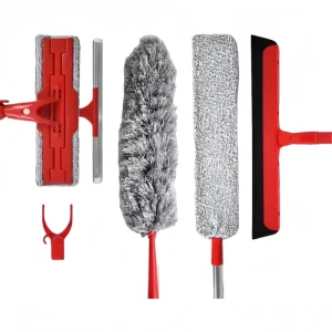 6 in 1 Home Cleaning Kit with Window Wiper Scraper Duster Gap Cleaning Cloth and Clothes Rack