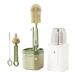6-in-1 Portable Baby Bottle Brush Cleaning Kit with Storage Box for Home and Travel