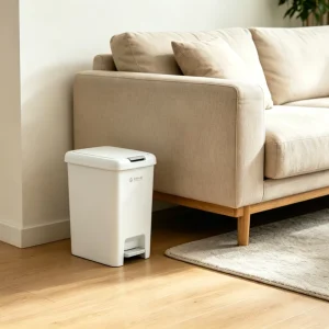 6.5L 10L Standing Soft Close Pedal Waste Bin with Double Lids White Garbage Can