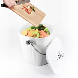 6.5L Compost Bin Outdoor Waste Bins Trash Can Double Wall Stainless Steel Compost Bin With Lid