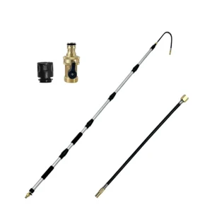 6.5ft Gutter Cleaning Wand with Brass Valve Control Long Reach Aluminum Telescopic Tool for Roof and Downspout Maintenance
