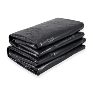60 Gallon Bottom Star Seal HDPE Trash Bags with Drawstring Gravure Printed Black Plastic Garbage Bag Roll for Household Use
