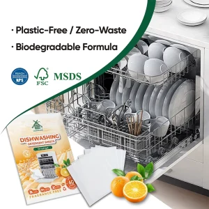 60 Loads Premium Eco friendly Kitchen Cleaning Strips Highly Concentrated Biodegradable Dish Washing Tablets