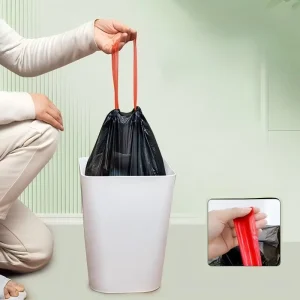 60 Piece Heavy Duty Non Tear Disposable Household Trash Disposal Bags Large Thick Drawstring Garbage Bags Plastic Convenient