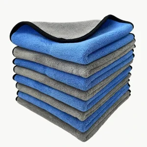 600GSM Microfiber Double sided Coral Fleece Absorbent Square Car Wash Towel Polishing Kitchen Towel Drying Cleaning Cloth