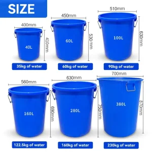 60L 100L 160L Plastic Bucket for Water Storage and Recycling Thickened Plastic Drum for Household and Industrial Applications
