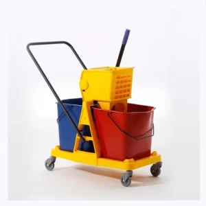 60L Commercial Double Floor Mop Bucket Heavy Duty Handle Press Wringer Portable Trolley Mega