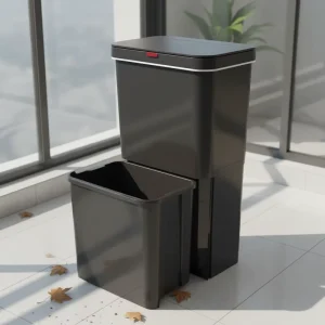 60L Large Capacity Modern Double Layer Kitchen Trash Can Rectangular Smart Waste Bin