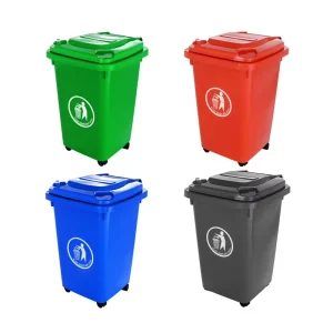 60L Open Top Rolling Cover Storage Bucket Plastic Recycling Outdoor Waste Container