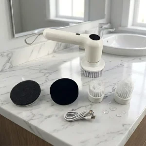 60dB ABS+PC Multifunctional Rechargeable Handheld Electric Cleaning Brush With 4 Brush Heads Set