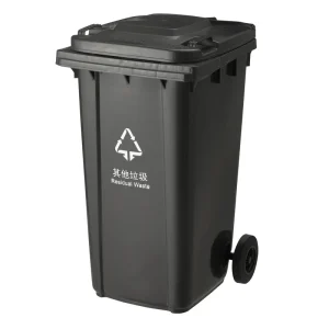 64 Gallon Outdoor Plastic Trash Can Black Recycled Waste Bin for Industrial Warehouse Waste