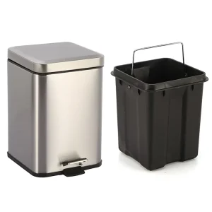 6L 12L Stainless Steel Recycling Waste Pedal Bin Rectangular Kitchen Trash Can