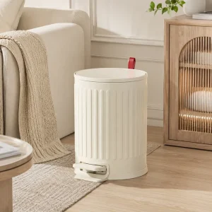 6L Round Stainless Steel Trash Bin Soft Close Lid Foot Pedal Custom Waste Management Garbage Bin Home Kitchen Office