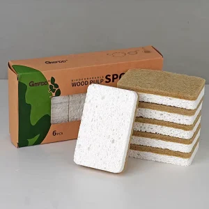 6Pcs Set Eco Friendly Biodegradable Sisal Wood Pulp Sponge Corner Non Scratch 250% 500% Water Scouring Pad Kitchen Use