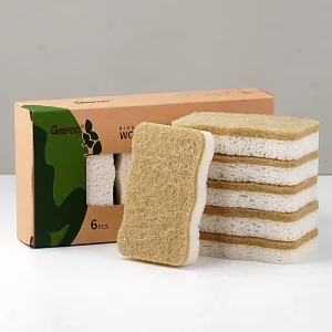 6Pcs Set Waved Shape 2 Layer Sisal Cleaning Cloth with Wood Pulp Cellulose Sponge Biodegradable Kitchen Scrubber