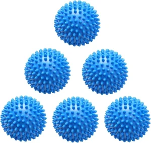6pcs Blue Reusable PVC Laundry Wash Dryer Balls Anti-Static Fabric Softener Plastic Laundry Washing Ball