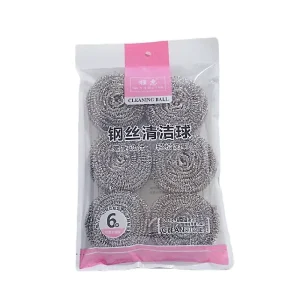 6pcs Silver Stainless Steel Wool Balls Household Dishwashing Kitchen Windows Cleaning Brush Cleaning Tool Accessory