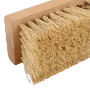 7″-10″ Natural Tampico Eco-Friendly Deck & Floor Cleaning Brush with Wooden Handle and Two Threaded Holes