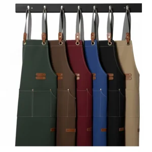 7 Days Water Resistant Breathable Custom Design LOGO White Kitchen Chef BBQ Washed Canvas Waist Sleeveless Work Apron
