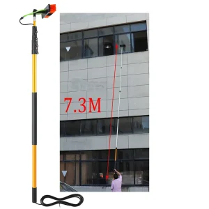 7.3Meters High Building Outdoor Water Hose Window Cleaning Brush Kit Telescopic Aluminum Water Fed Pole Hand Cleaning Tool