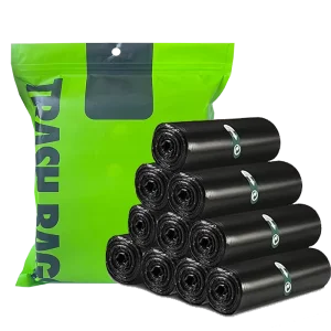 75 Count Durable HDPE Green Drawstring Black Trash Bags 4 Gallon Unscented Small Garbage Bags for Bathroom Kitchen