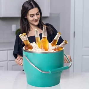 7L 230oz Stock Ice Bucket Double Wall Stainless Steel Insulated Beverage Bucket With Lid and Handle 48 h Cold