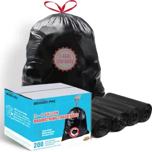 8 10 2 4 Gallon Black Gravure Printed Disposable PE Plastic Drawstring Unscented Garbage Can Liners for Household Products