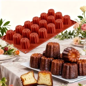 8-Cavity and 18-Cavity Silicone Cake Mold for Canele Mousse and Pudding Reusable Heat-Resistant Baking Tool