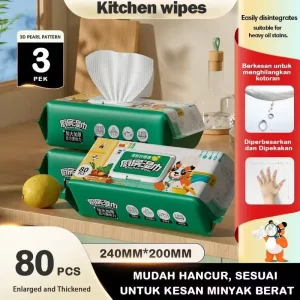 80 Pieces Eco Friendly Disposable Absorbent Multi functional Kitchen Wet Wipes Tissues Nonwoven Individually Packaged Stock