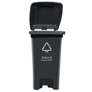 80L HDPE Plastic Recycling Bin Waste Sorting Custom Colors Black Foot Pedal Garbage Bin Storage Trash Cans