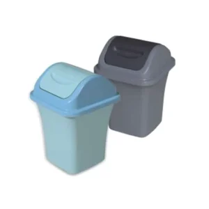 8L Blue Grey Plastic Room Service Garbage Can Small Size Trash Bin Paper Waste Bin with Swing Lid