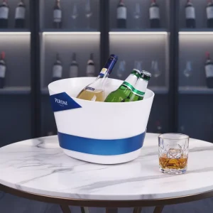 8L Modern PS+Iron Durable Sustainable Portable Waterproof Ice Cooler Bucket with Tongs for Beer Bar Home Party Use