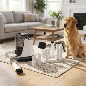 9 Attachments Rechargeable Lightweight Portable Pet Vacuum Cleaner Set Large Capacity Low Noise Deshedding Function for Dogs