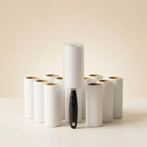 9 Rolls 540 Sheets Manual Extra Sticky Lint Roller with 1 Dust Cover and 1 Dispenser for Clothes Cat Dog Hair Sofa and Bed