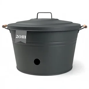 9.6 Gallon Metal Garden Hose Storage Bucket with Lid Hot Dip Galvanized Anthracite Finish