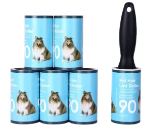 90 Sticky Sheets Lint Roller for Pet Hair & Clothes Sticky Hair Remover Roller with Replacement