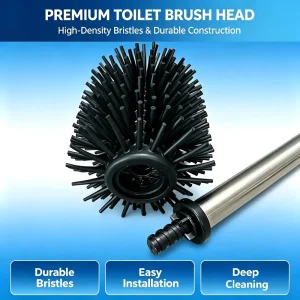 95mm Replacement Toilet Brush Head Black High Density Stiff Bristles Durable Bathroom Bowl Cleaning Spare Brush