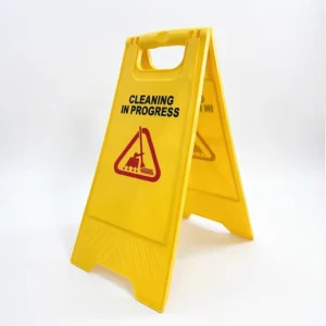 A Frame Cleaning In Progress Sign Yellow Foldable Safety Board For Wet Floor Warning Double Sided Plastic Warning Sign