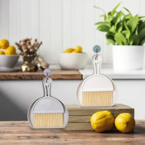 A2937 Complete Set of White Plastic Desktop Cleaning Brushes Includes Table Keyboard Computer Brush with Dustpan