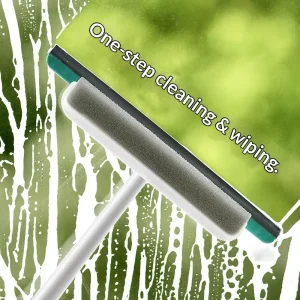 A3397 Double-Layer Double-Sided Glass Wiper with Plastic Handle and Microfiber Squeegee for Household Window Cleaning Zhejiang